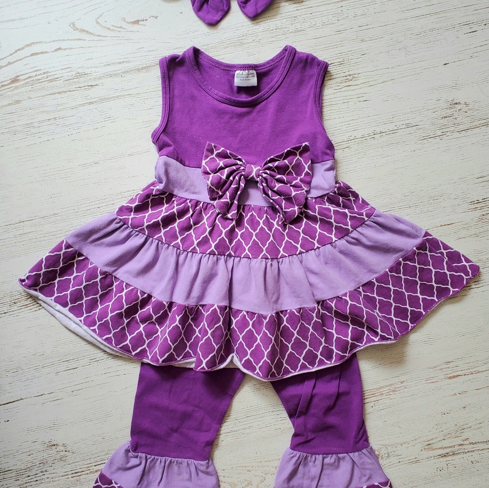 🌈30% off Bundles 🌈 Girls Purple Boutique Ruffle Outfit 4